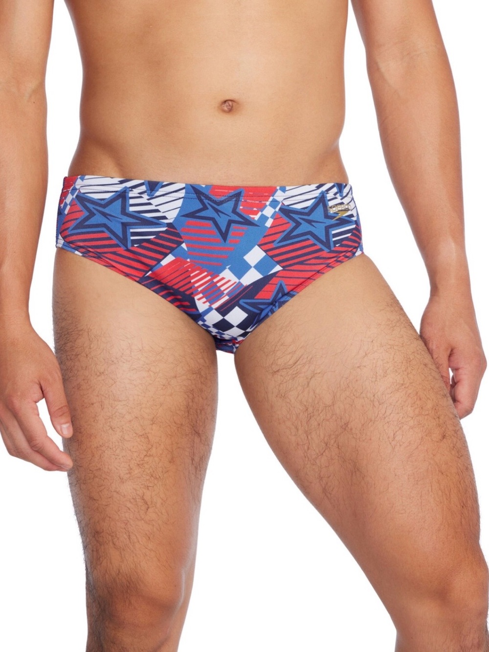 Speedo Endurance Red, Blue & White Geometric Swim Brief